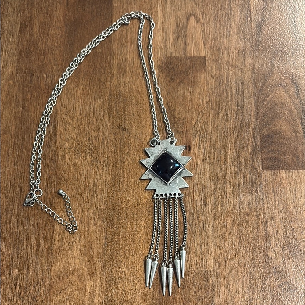 Silver Geometric Pendant Necklace